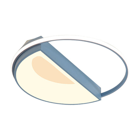 Contemporary Round Acrylic Flush Mount Lamp Led 18’/21.5’ Wide White/Pink/Blue For Bedroom In