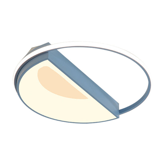 Contemporary Round Acrylic Flush Mount Lamp Led 18’/21.5’ Wide White/Pink/Blue For Bedroom In