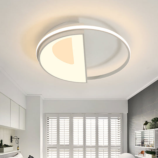 Contemporary Round Acrylic Flush Mount Lamp Led 18’/21.5’ Wide White/Pink/Blue For Bedroom In