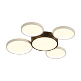 Modern Black And White Multi-Ring Flush Lighting - Acrylic Led Mount Lamp With 3/5/6 Lights In