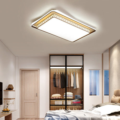 Modernist Led Flush Mount Lamp With White Acrylic Shade - Bedroom Lighting