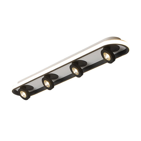 Modern Rectangular Flush Ceiling Lamp In Warm/White Light - Acrylic 4/6/8 Lights Black Ideal For