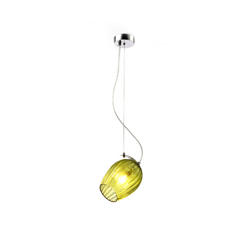 Modernist Tulip Pendant Light With Prismatic Glass - Clear/Amber/Smoke Bedroom Hanging Lamp Fixture
