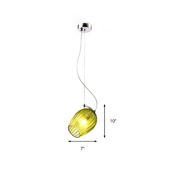 Modernist Tulip Pendant Light With Prismatic Glass - Clear/Amber/Smoke Bedroom Hanging Lamp Fixture