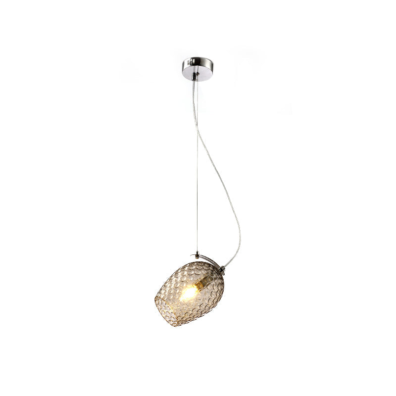 Modernist Tulip Pendant Light With Prismatic Glass - Clear/Amber/Smoke Bedroom Hanging Lamp Fixture