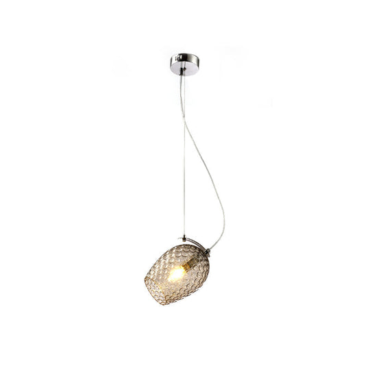 Modernist Tulip Pendant Light With Prismatic Glass - Clear/Amber/Smoke Bedroom Hanging Lamp Fixture