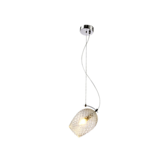 Modernist Tulip Pendant Light With Prismatic Glass - Clear/Amber/Smoke Bedroom Hanging Lamp Fixture