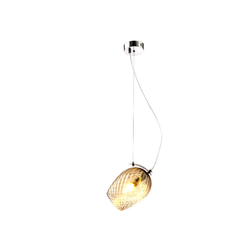 Modernist Tulip Pendant Light With Prismatic Glass - Clear/Amber/Smoke