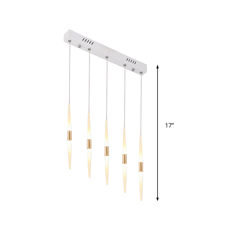 Modernist Acrylic Flute Pendant Light With Cluster Design - 5/6 Lights White Finish Ceiling Hanging