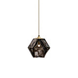 Modern Diamond Suspension Pendant Lamp With Textured White/Amber/Smoke Glass Led Hanging Light