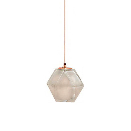Modern Diamond Suspension Pendant Lamp With Textured White/Amber/Smoke Glass Led Hanging Light
