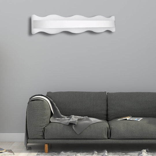 Modern Acrylic Wave Vanity Lighting - Led 16/20 Wide White Sconce Light Fixture White/Warm / 16