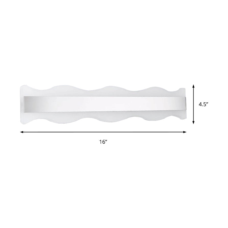 Modern Acrylic Wave Vanity Lighting - Led 16/20 Wide White Sconce Light Fixture White/Warm