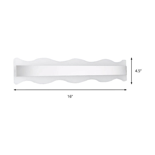 Modern Acrylic Wave Vanity Lighting - Led 16/20 Wide White Sconce Light Fixture White/Warm