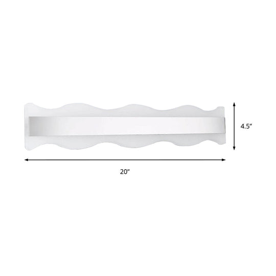 Modern Acrylic Wave Vanity Lighting - Led 16/20 Wide White Sconce Light Fixture White/Warm