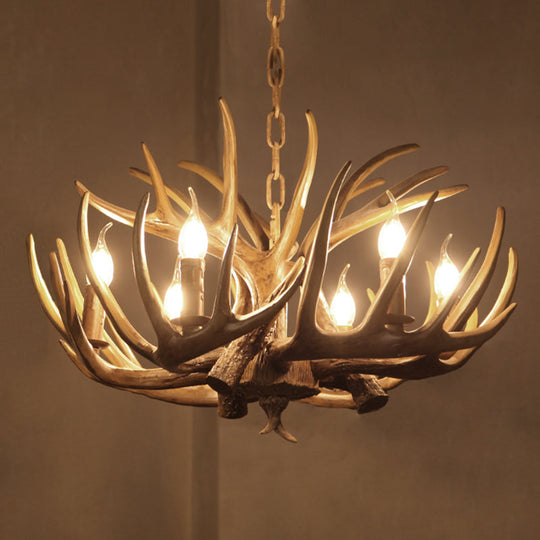Antler-Shaped Pendant Light: Vintage Resin Chandelier For Restaurant 6 / Brown