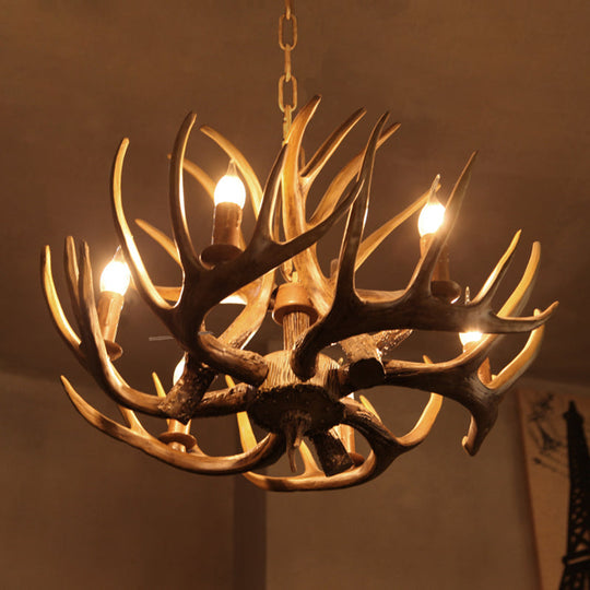 Antler-Shaped Pendant Light: Vintage Resin Chandelier For Restaurant