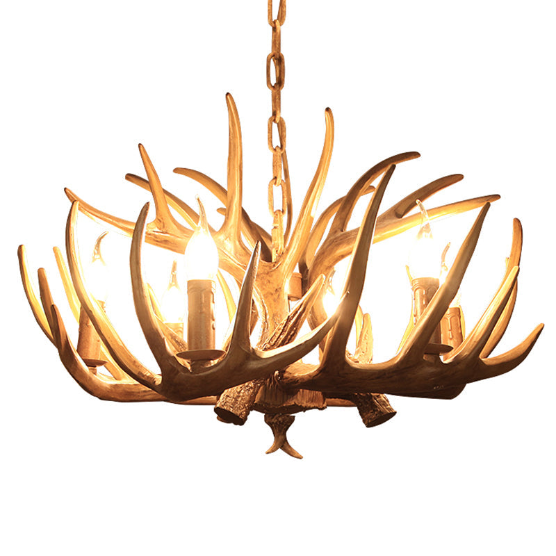 Antler-Shaped Pendant Light: Vintage Resin Chandelier For Restaurant