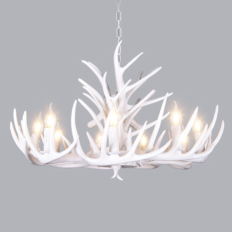 Antler-Shaped Pendant Light: Vintage Resin Chandelier For Restaurant 15 / White