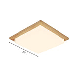 Modern Square Ceiling Mount Light With Beige Acrylic Shade Led Flush Lamp (White/Warm Light) Wood