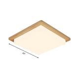 Modern Square Ceiling Mount Light With Beige Acrylic Shade Led Flush Lamp (White/Warm Light) Wood