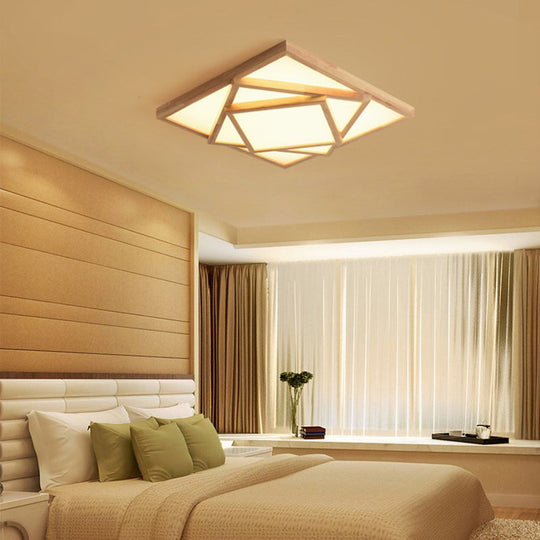 19’/25’/31.5’ Wide Minimalist Wood Beige Led Ceiling Light In White/Warm/Natural - Flush Mount Lamp