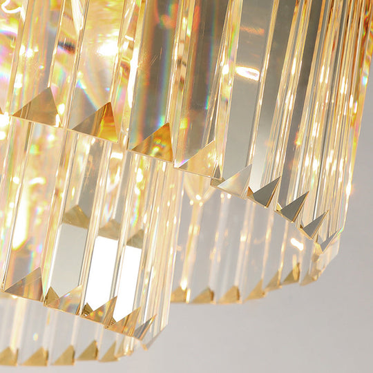 Minimalist Gold Crystal Flush Mount Lighting Fixture For Living Room