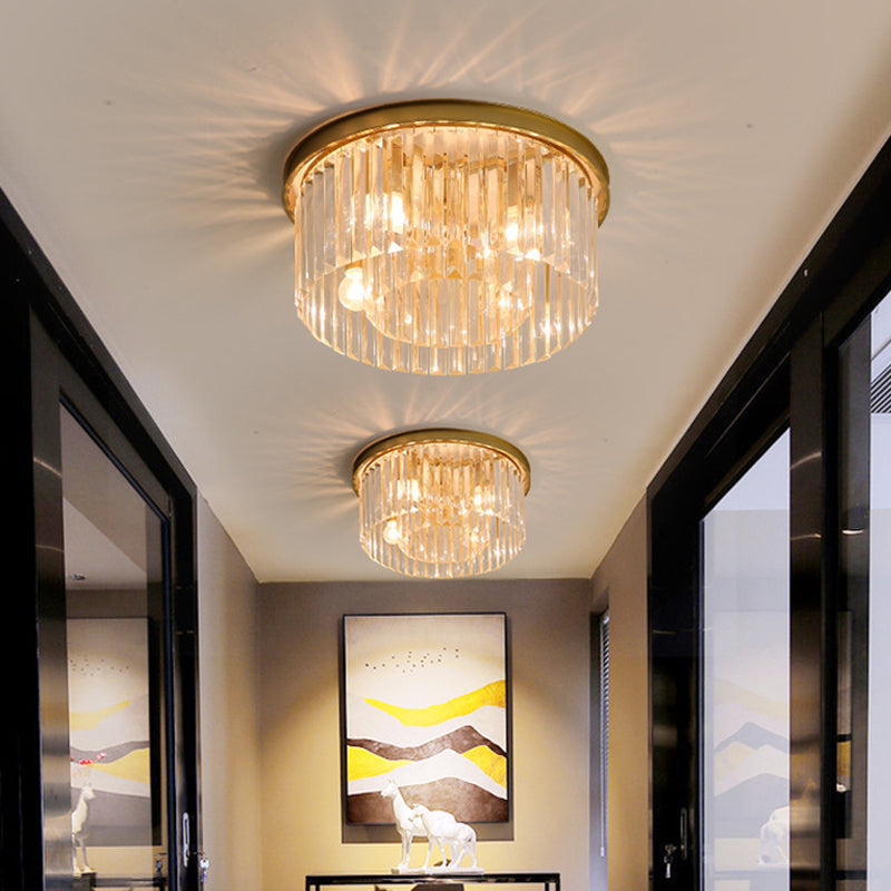 Modern Prismatic Crystal Flush Mount Ceiling Light For Living Room