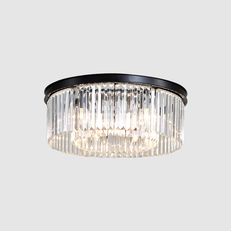 Modern Prismatic Crystal Flush Mount Ceiling Light For Living Room 12 / Black
