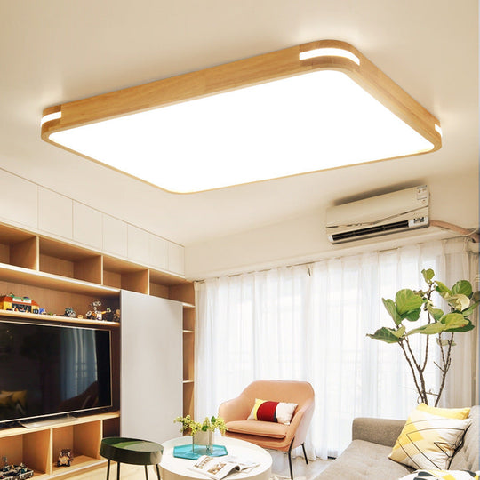 Contemporary Wood Led Flush Mount Lamp (23.5’/31.5’/37.5’) - White/Warm/Natural Light Acrylic