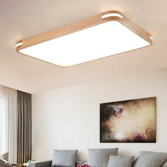 Contemporary Wood Led Flush Mount Lamp (23.5/31.5/37.5) - White/Warm/Natural Light Acrylic Diffuser