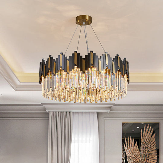 Gold-Black Crystal Chandelier Pendant Light For Living Room - Elegant Simplicity