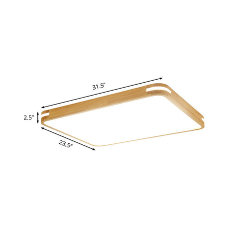 Contemporary Wood Led Flush Mount Lamp (23.5/31.5/37.5) - White/Warm/Natural Light Acrylic Diffuser