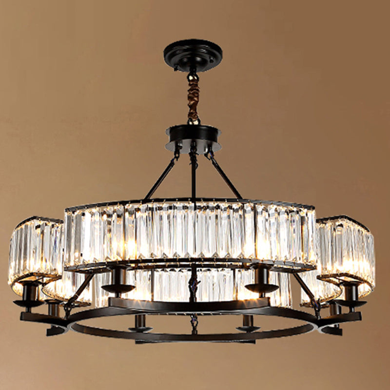 Modern Crystal Chandelier Pendant Light For Living Rooms - Circular Design Tri-Prism Simplicity