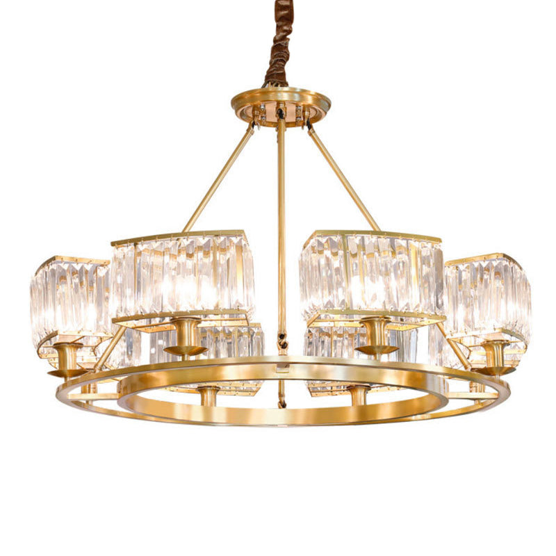 Lustre en cristal doré K9 minimaliste - Parfait pour la salle à manger