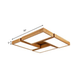 Minimalist Wood Ceiling Mounted Light With Acrylic Diffuser - Beige Rectangle Shape 1/4 Lights