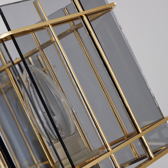 Triangular Smoke Glass Suspension Chandelier - Artistic Black Lighting For Dining Room