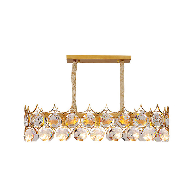 Modern Gold Geometric Chandelier Pendant Light With Crystal Beveled Detailing / Medium Rectangle