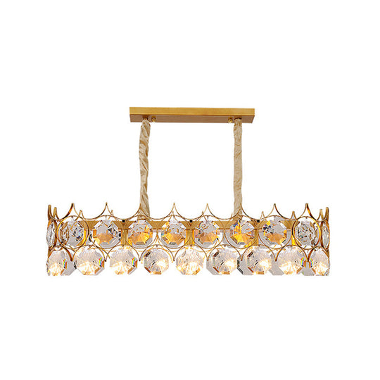 Modern Gold Geometric Chandelier Pendant Light With Crystal Beveled Detailing / Medium Rectangle