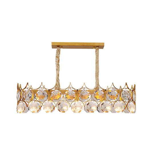 Modern Gold Geometric Crystal Chandelier Pendant Light / Large Rectangle