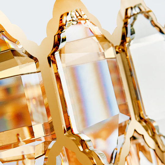 Artistic Prismatic Crystal Gold Pendant Light For Living Room - Tiered Round Suspension