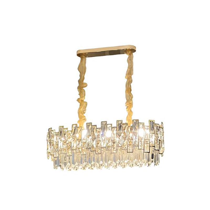 Gold Crystal Pendant Chandelier - Modern & Layered Hanging Light For Dining Room