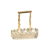 Gold Crystal Pendant Chandelier - Modern & Layered Hanging Light For Dining Room