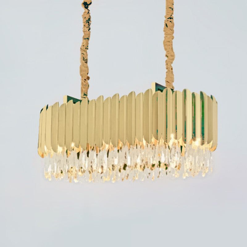 Oval Crystal Drip Pendant Chandelier - Simplicity Light Fixture For Living Rooms Gold / Small