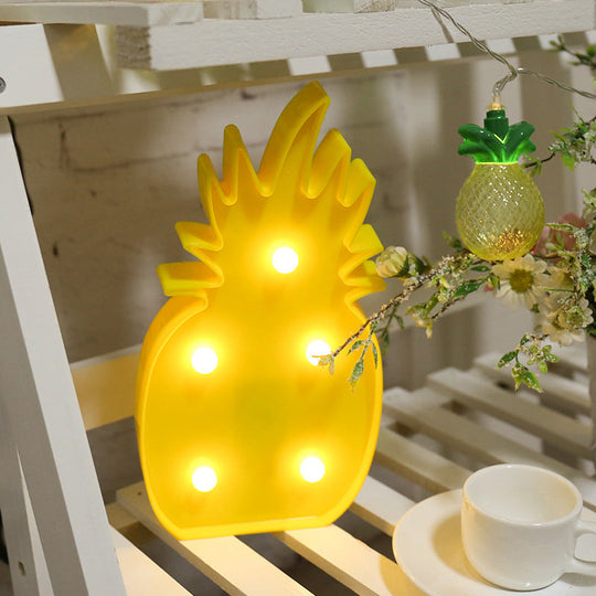 Cartoon Led Table Light: Plastic Battery-Powered Lamp For Bedroom Yellow / Battery