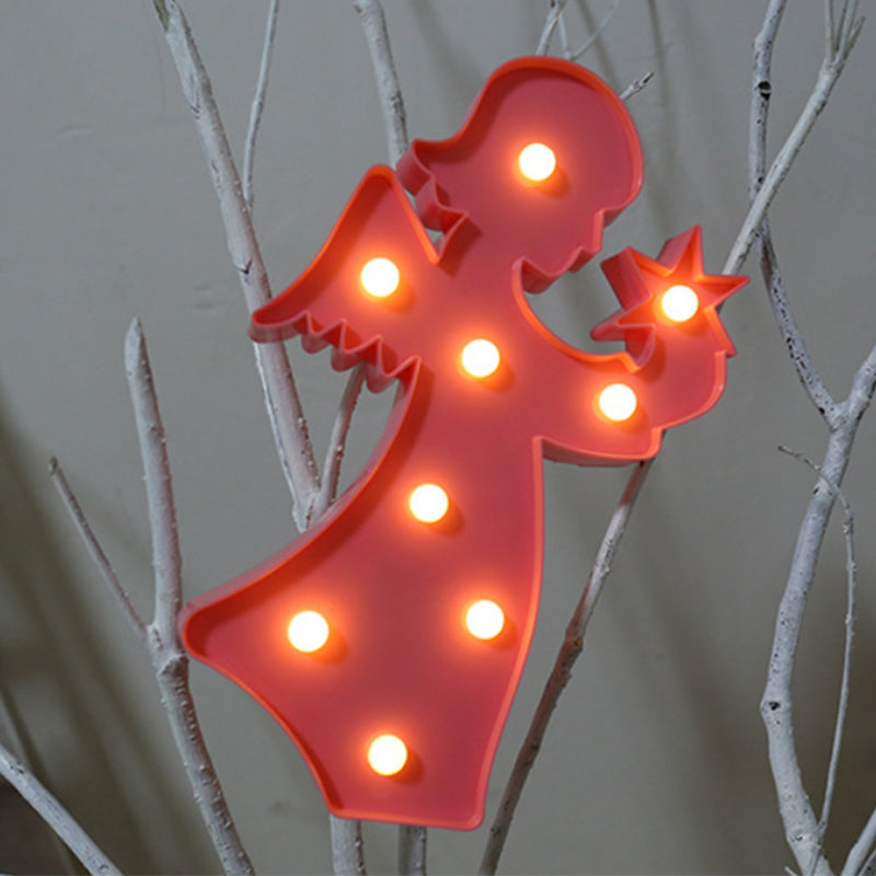 Cartoon Led Table Light: Plastic Battery-Powered Lamp For Bedroom Pink / Battery