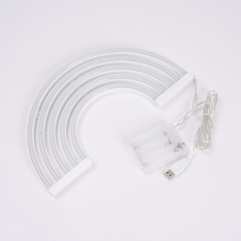 Cartoon Led Table Light: Artistic Plastic Lamp For Bedroom With Battery Power - Neon Wall Lighting