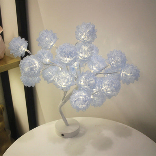 Girls Floral Usb Nightstand Lamp - Elegant Tulle Decor And Led Lighting Blue / Rechargeable