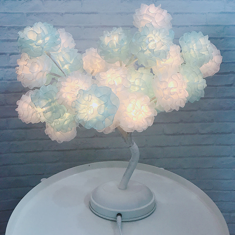 Tree Usb Table Lamp: Kid-Friendly Plastic Nightstand Led Light Blue-White / Rechargeable