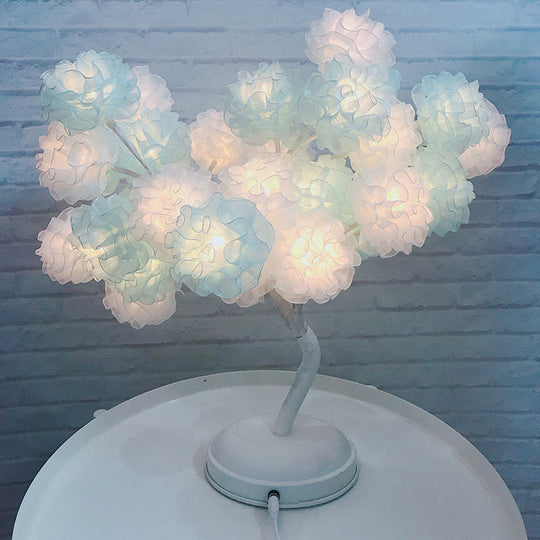 Tree Usb Table Lamp: Kid-Friendly Plastic Nightstand Led Light Blue-White / Rechargeable